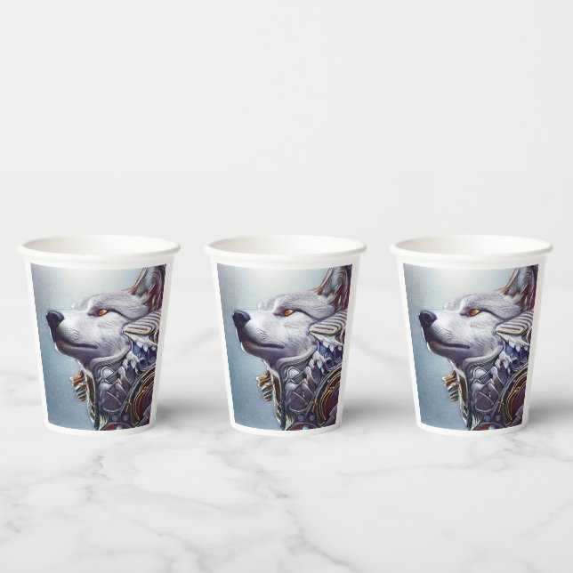 Gobelets En Papier Tête de loup moderne et rétro (Multi)