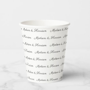 Gobelets En Papier Texte du couple en noir blanc personnalisé