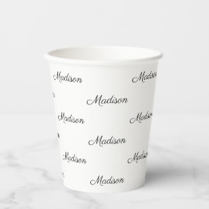 Gobelets En Papier Texte du script noir personnalisé