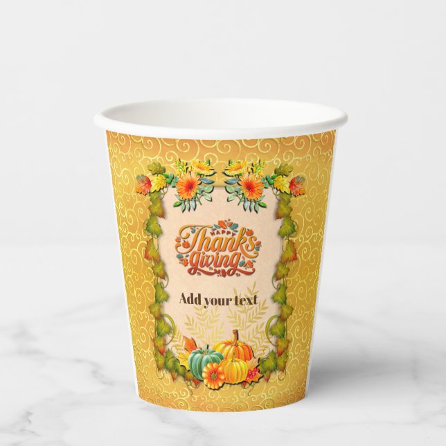 Gobelets En Papier Thanksgiving Automne Automne Maple Feuilles et cit (Recto)