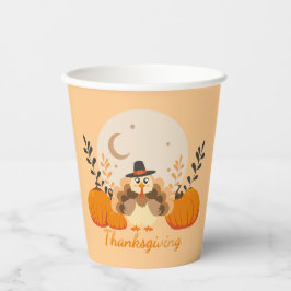 Gobelets En Papier Thanksgiving Cute Orange Turkey Pumpkin