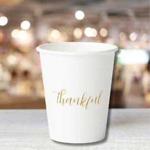 Gobelets En Papier Thanksgiving Gold Script minimaliste