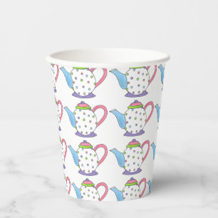 Gobelets En Papier Thé à la théière à pois après-midi Fête de mariage