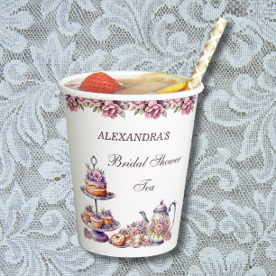 Gobelets En Papier Thé dansant de mariage aux fleurs roses et lilas