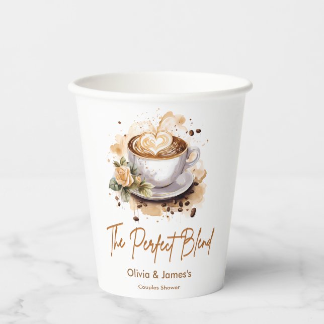 Gobelets En Papier The Perfect Blend Coffee Mariage Couple Shower  (Recto)