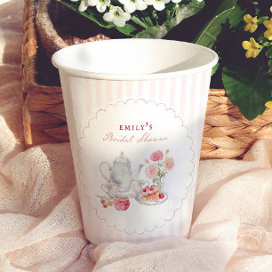 Gobelets En Papier Thème de fête de mariage English Garden Tea Party