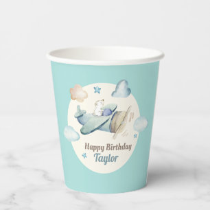 Gobelets En Papier Thème de l'aviation mignonne Toddler Boy's Birthda