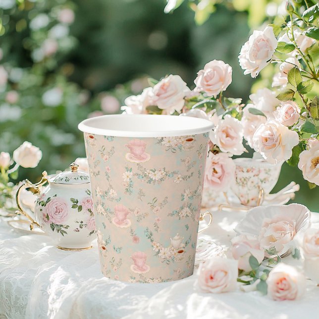 Gobelets En Papier Thème de mariage shabby chic Tea Party Baby Shower (Créateur téléchargé)