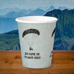 Gobelets En Papier Thème de parapente Gris Métal Regarder mâle fête