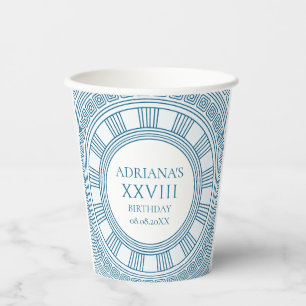 Gobelets En Papier Thème de soirée toge grecque avec motif bleu