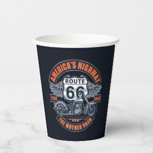 Gobelets En Papier Thème : Moto et Route 66