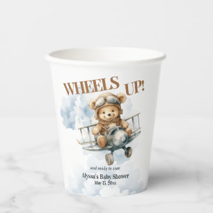 Gobelets En Papier Thème Ourson en Avion pour Baby Shower
