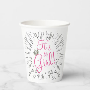 Gobelets En Papier Tiara "C’est une fille !" Baby shower
