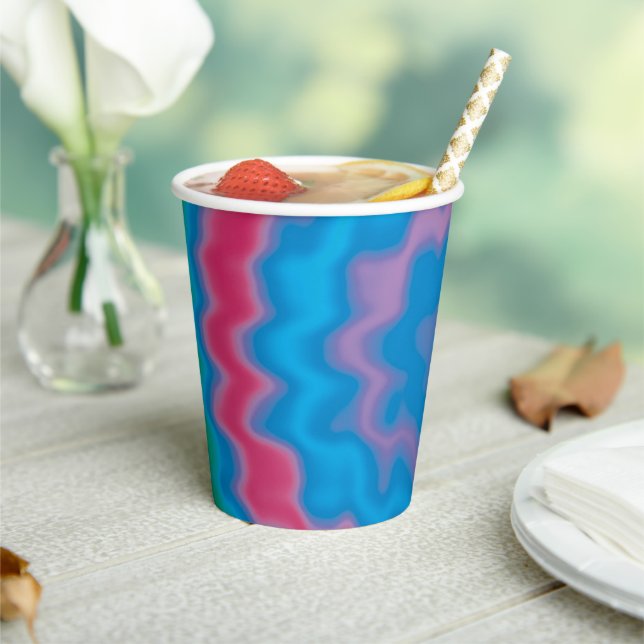 Gobelets En Papier Tie tee bleu tourbillon funky rétro motif parti (Insitu)