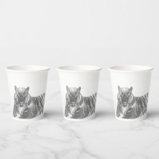 Gobelets En Papier Tigre noir et blanc