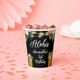 Gobelets En Papier Tiki Hawaiian Aloha Tropical Birthday Luau Party