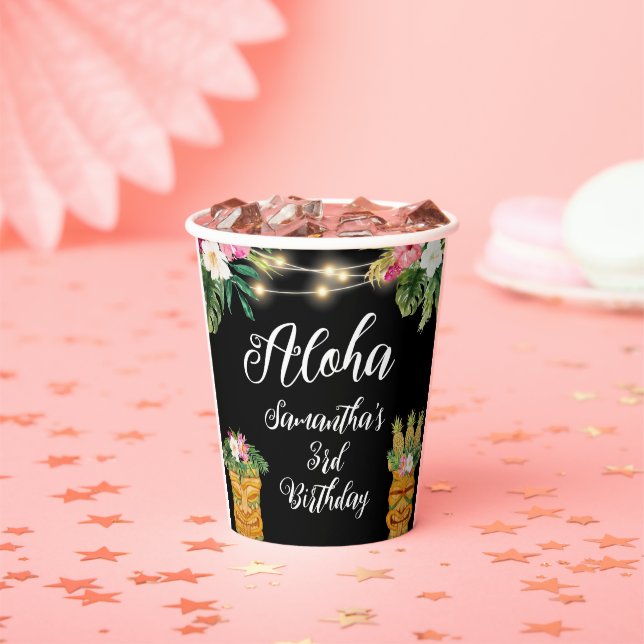 Gobelets En Papier Tiki Hawaiian Aloha Tropical Birthday Luau Party (Insitu)