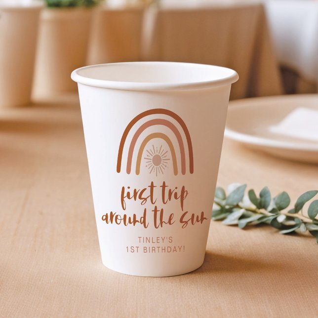 Gobelets En Papier TINLEY Boho Terracotta arc-en-ciel soleil premier  (Créateur téléchargé)