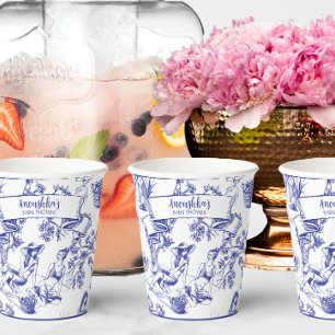 Gobelets En Papier Toile bleue et blanche de Jouy Fête des mariées
