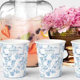 Gobelets En Papier Toile bleue et blanche de Jouy Fête des mariées