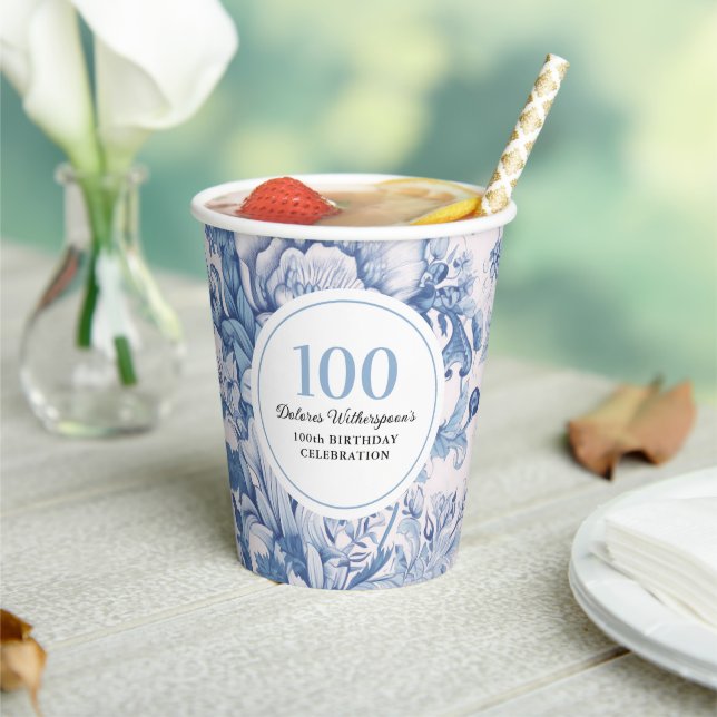 Gobelets En Papier Toile Bleue Française 100e anniversaire (Insitu)
