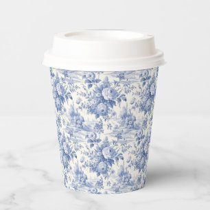 Gobelets En Papier toile de fleurs bleue française