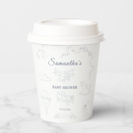 Gobelets En Papier Toile de Jouy Nursery Baby Shower