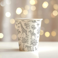 Toile de Jouy Safari animaux Baby shower gris
