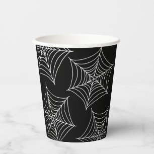 Gobelets En Papier Toiles d'araignée d'Halloween noir