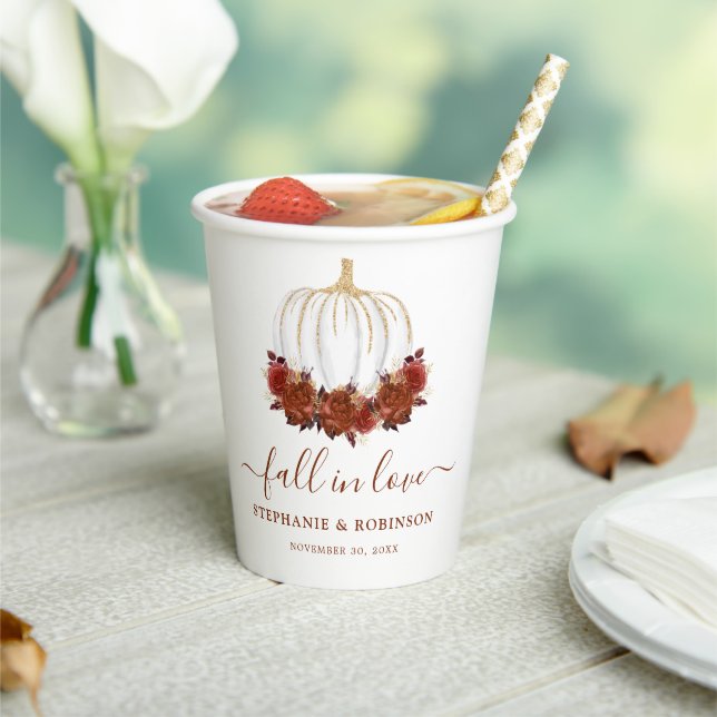 Gobelets En Papier Tomber dans l'amour Automne Mariage Coupes de papi (Insitu)