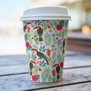 Gobelets En Papier Toscanes et fleurs tropicales colorées motif
