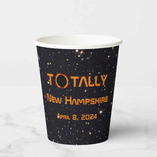 Gobelets En Papier Totalement New Hampshire 2024 Solar Eclipse (Recto)