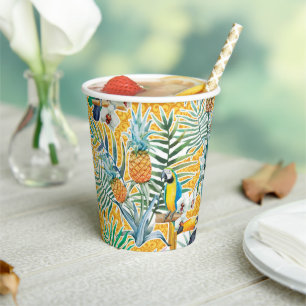 Gobelets En Papier Toucans et ananas Luau Cups