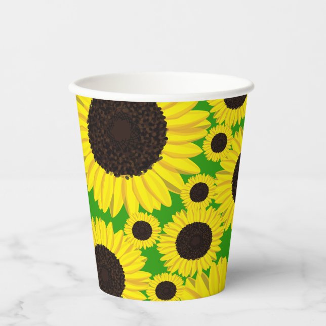 Gobelets En Papier Tournesol fête d'anniversaire (Recto)
