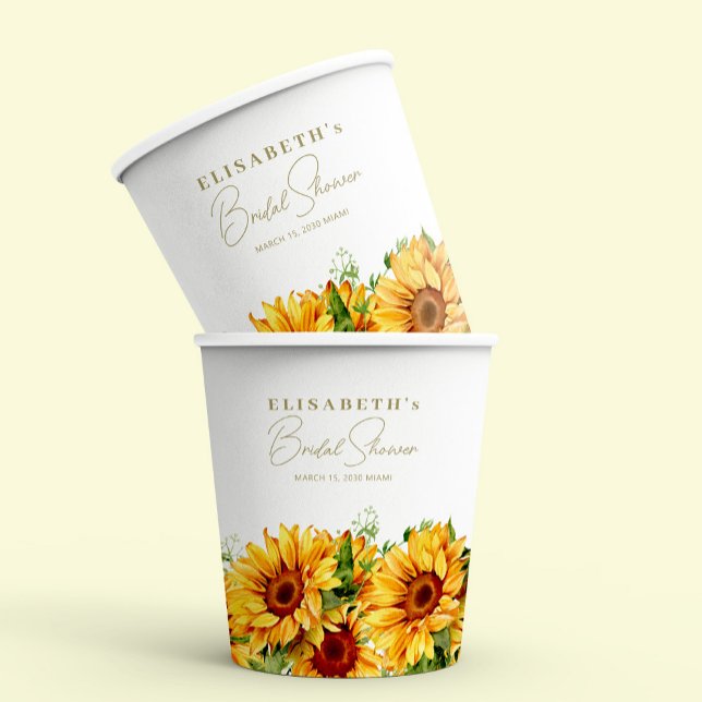 Gobelets En Papier Tournesols verdure élégant shower de mariage (Créateur téléchargé)