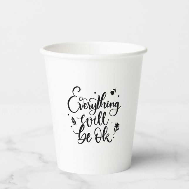 Gobelets En Papier Tout Va Bien Être Inspiré Citation (Recto)