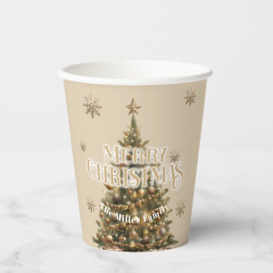 Gobelets En Papier Traditionnel Joyeux Noël Antique Or Personnalisé
