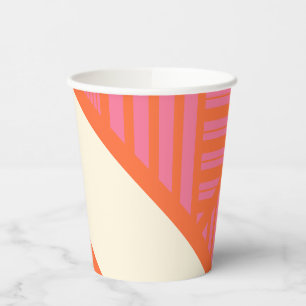 Gobelets En Papier Triangle rayures en rose, orange et crème