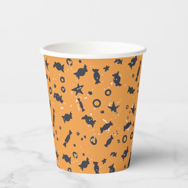 Gobelets En Papier Trick Ou Treat Citrouille Halloween (Recto)