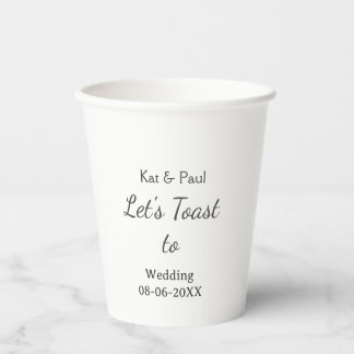 Gobelets En Papier Trinquons au mariage nom date couple simple