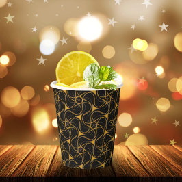 Gobelets En Papier Trippy Starry Motif Cool Yellow Star Black Party