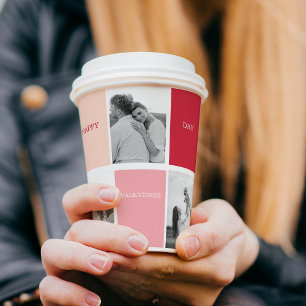 Gobelets En Papier Trois photos Bonne Saint Valentin