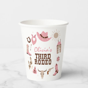 Gobelets En Papier Troisième Rodéo Rose Western Cowboy 3e anniversair
