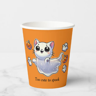 Gobelets En Papier Trop mignon pour effrayer le chat fantôme
