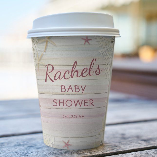 Gobelets En Papier Tropical Beach Seashell Baby shower moderne Boho (Créateur téléchargé)