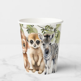 Gobelets En Papier Tropical Jungle Safari Animaux Green Feuilles Part
