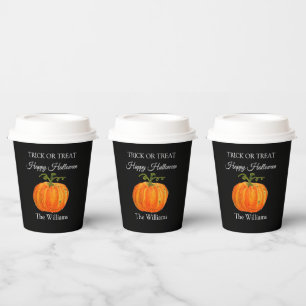 Gobelets En Papier Trou ou traiter Halloween Citrouille mou