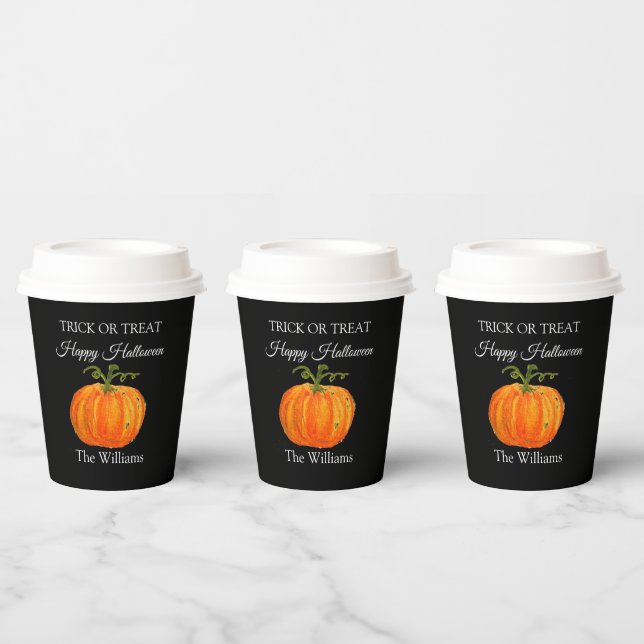 Gobelets En Papier Trou ou traiter Halloween Citrouille mou (Multi)
