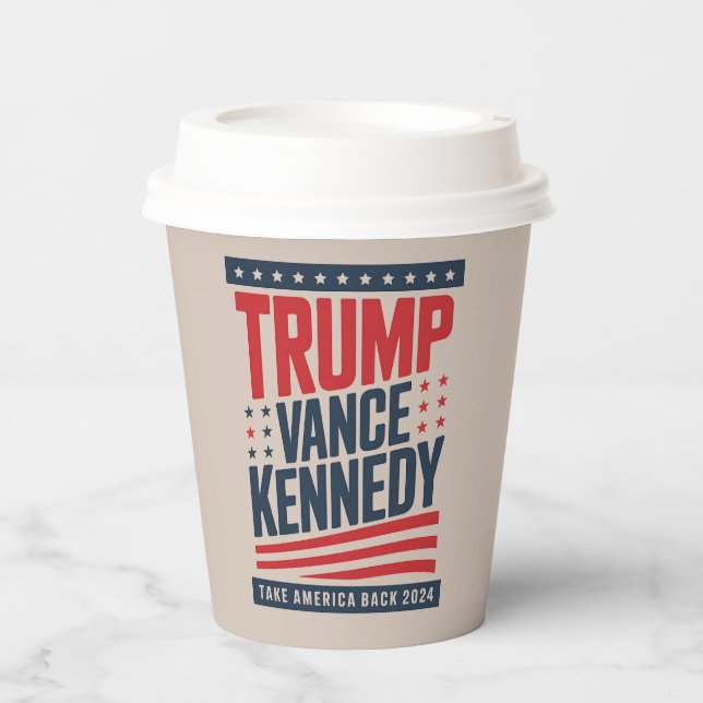 Gobelets En Papier Trump Vance Kennedy Reprendre l'Amérique 2024 (Recto)