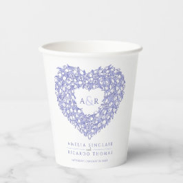 Gobelets En Papier Tulip bouquet art monogramme bleu mariage